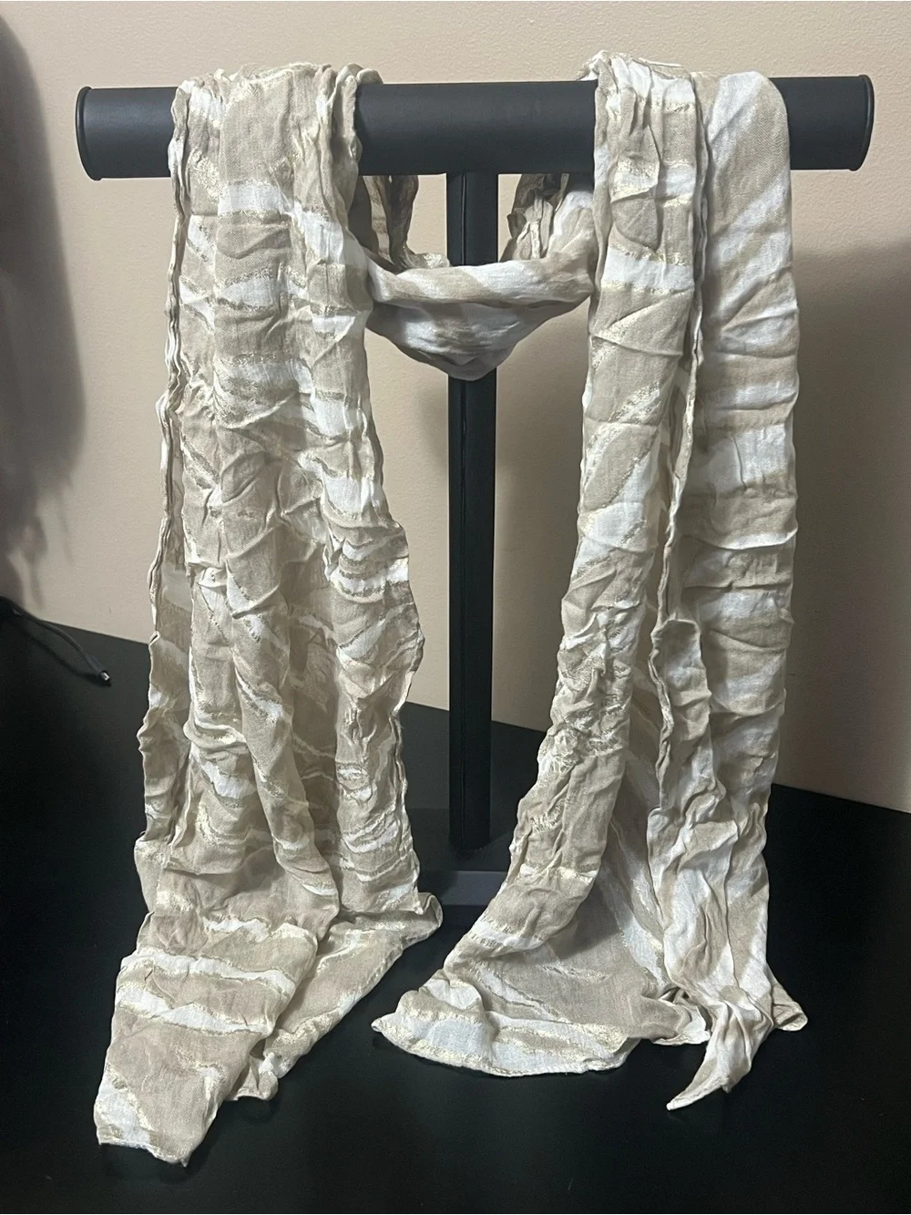 Animal Print Scarf Set - Beige, Black & Blue